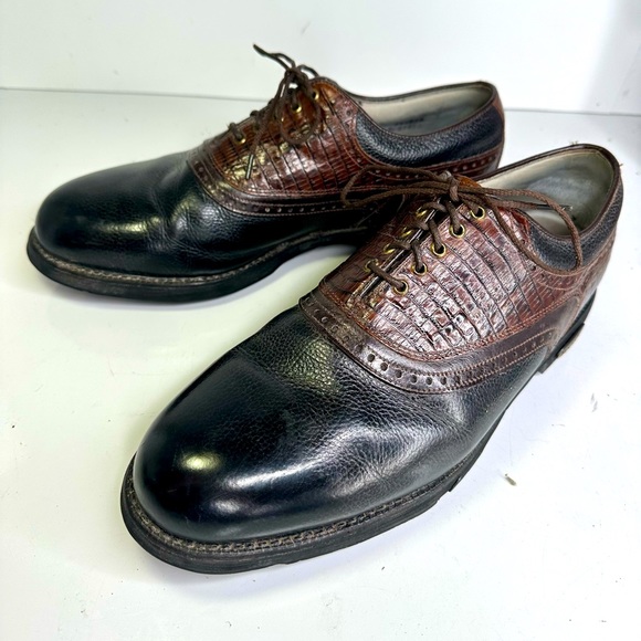 Footjoy Classics Tour 54673A pebbled leather and Croc Embossed Golf shoes 11D - Picture 1 of 15